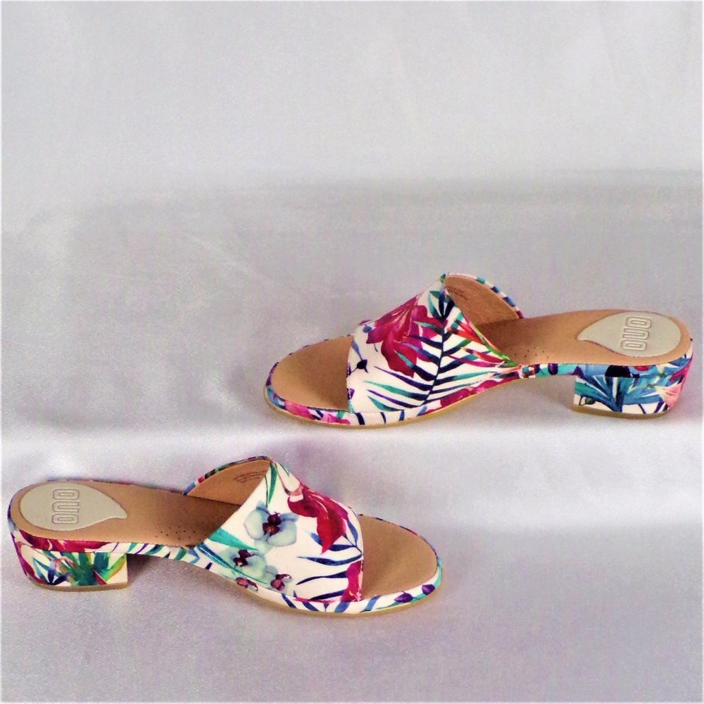 ONO 8M CARL 17 multicolor floral low-heel slide sandals leather uppers & linings - Picture 2 of 16